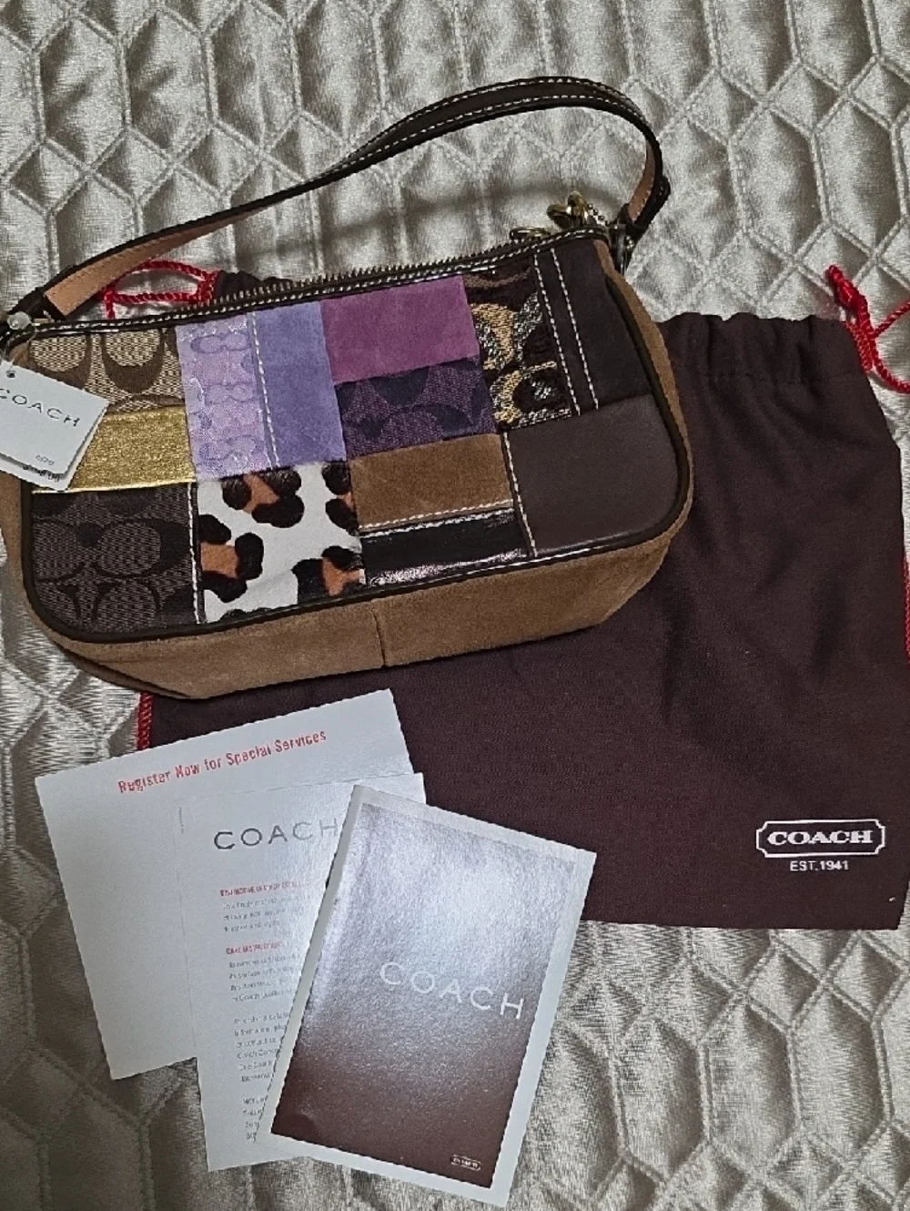 Coach Vintage Y2K Multicolor Patchwork Leather & Suede Shoulder Purse - Picture 5 of 5